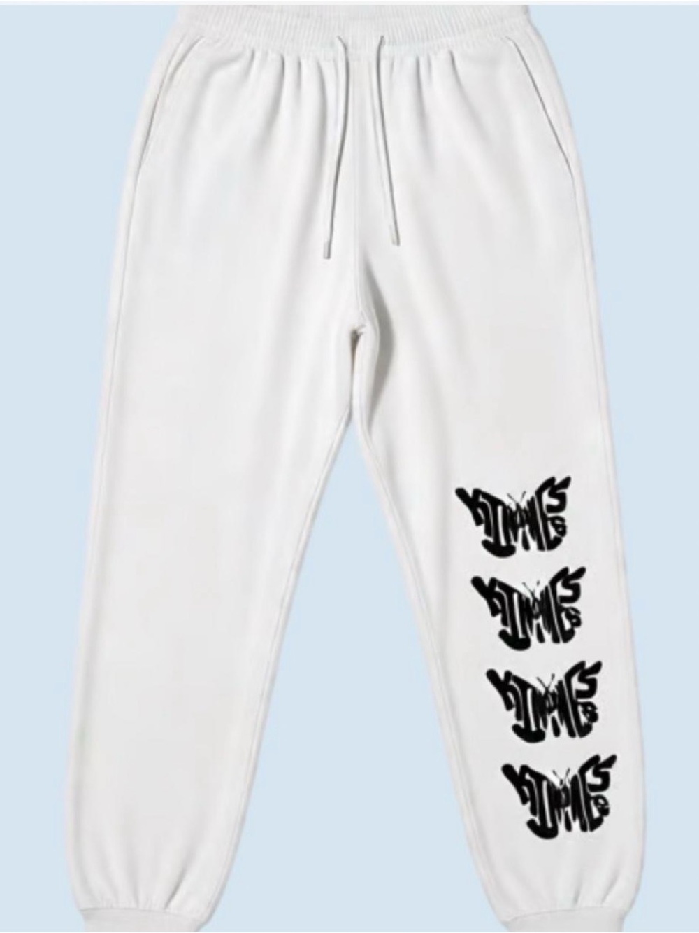 Urban Outfitters White Joggers with Black Side Graphics